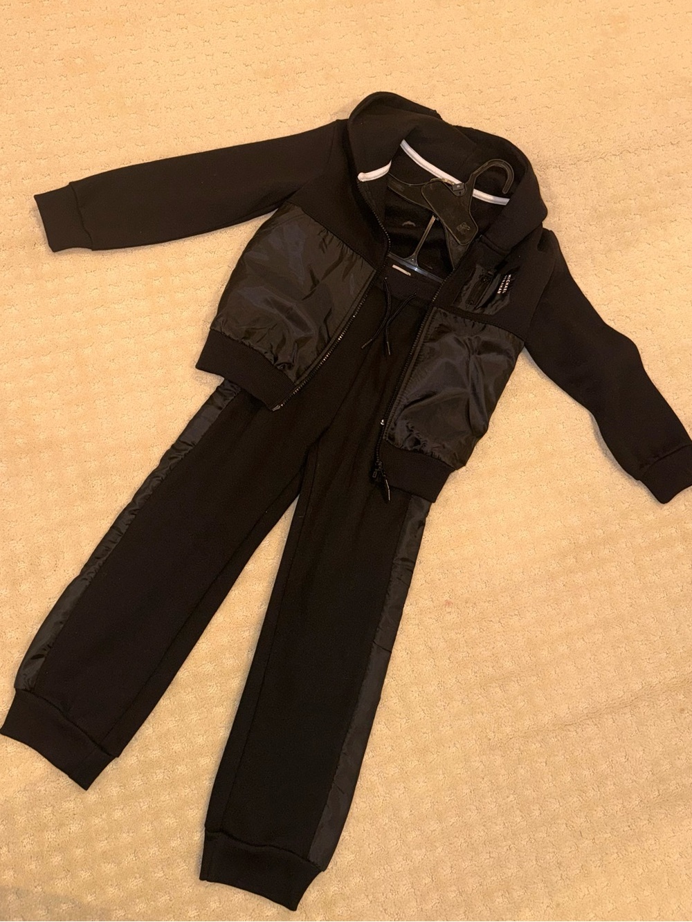 Kids Black Hooded Jacket & Pants Set